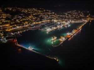 Newlyn Harbour at Night by Droneman Cornwall